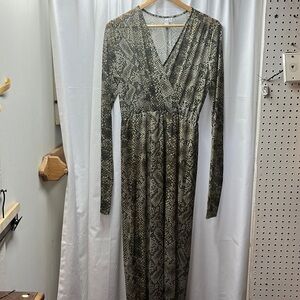 &‎ other stories Stockholm Atelier Green Snake Print Shear Maxi Dress- 8
